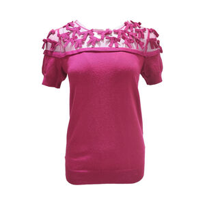 Lizzy桃粉色小蝴蝶結針織上衣