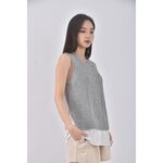 (S) mayson grey質感棉質無袖假兩件灰色上衣二手衣, , large