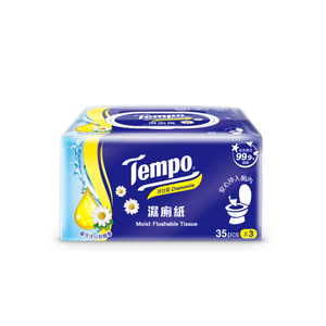 [箱購]Tempo洋甘菊濕式衛生紙35PC抽 x 3 x 8PC包/箱