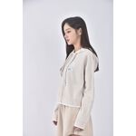 (F) adidas質感運動連帽杏灰色長袖上衣二手衣, , large