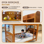 【KIKY】布加迪書架型實木雙層床架3件組(雙層床+硬薄墊3.5尺x2), , large