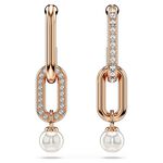 SWAROVSKI 施華洛世奇 Constella 優雅珍珠水晶垂墜式耳環-玫瑰金(5728585), , large