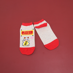 【台灣製】新年主題襪-招財貓 (成人) 男襪 女襪（有腳跟）襪子 貓 紅包袋, , large