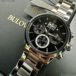 [星晴錶業]BULOVA手錶,44mm,BU00006黑色錶面銀錶殼銀色精鋼錶帶款, , large