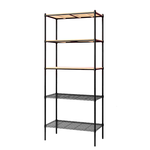 【Y HOUSE】90x45x210cm pine five-layer storage rack rack iron rack - black wood, , large