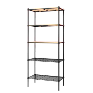 【Y HOUSE】90x45x210cm pine five-layer storage rack rack iron rack - black wood