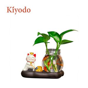 KIYODO招財貓水培植物擺件