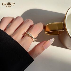 【Gulicc 】古莉可 戒指 韓國時尚微鑲交叉食指戒