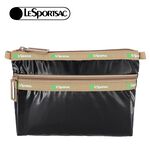 |快速出貨|Lesportsac COSMETIC CLUTCH 雙層拉鍊化妝包-黑X卡其, , large