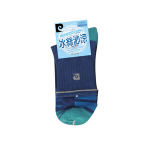 皮爾卡登條紋涼感休閒襪-藍色