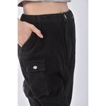 (XL) 高腰縮口黑色長褲二手衣, , large