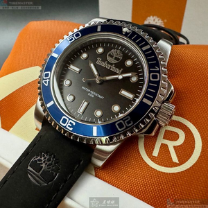 [星晴錶業]新品牌手錶,42mm,TL57207黑色錶面寶藍錶殼深黑色真皮皮革錶帶款