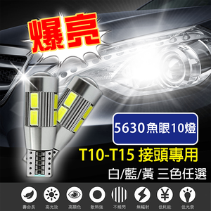 【車的LED】5630魚眼 10SMD T10 款-2入組