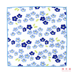 [瑪莎利亞]　日本製【濱文漾】純棉手帕/方巾－清藍小花（3入組）