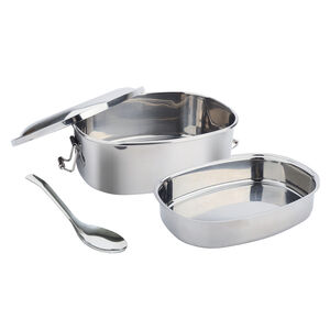 CLARE 可蕾爾 晶鑽316不鏽鋼雙層方形便當盒附贈湯匙 16cm高(1.0L)-Leidea樂德兒,  CLARE 可蕾爾 晶鑽316不鏽鋼雙層方形便當盒附贈湯匙 16cm高(1.0L)-Leidea樂德兒