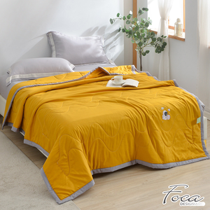 【FOCA】Golden sand yellow | Daily Cooling Double Silver Ion Anti-blur Washable Cotton Four Seasons Quilt/Cool Quilt (Large Size 180x220cm)