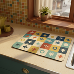 【Monster】 Soft Diatomaceous Earth Sink Draining Mat Language of Tiles  (45x30cm) –Vivid Hue, , large