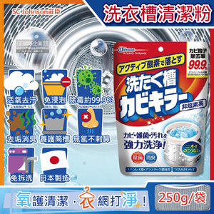 [日日好物]日本SC Johnson莊臣-洗衣機筒槽除霉除臭清潔粉250g/袋(洗衣機槽強力消臭洗劑,洗衣機除霉劑,筒槽內去汙除臭劑,直立式,雙槽式洗衣機適用)