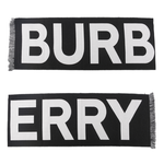 BURBERRY Logo 徽標羊毛圍巾/黑色/白色, , large