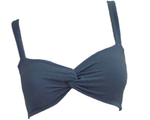 QXHEE.T.Made in Taiwan, flat knotted cross-shoulder strap swimsuit (QX totem/smoke blue stripes) ready for sale, , large