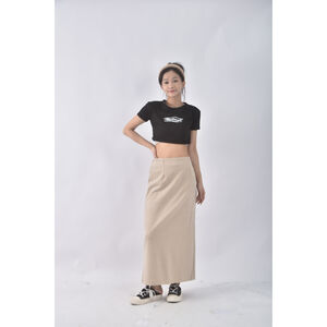 (F) 質感素面杏色長裙二手衣