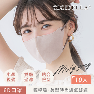 【千康購物網】CICIBELLA  6D輕呼吸口罩10入-灰粉