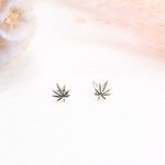 【Angel & Me】嘻哈 Chill 大麻葉 一對 s925 純銀 耳環 耳夾 生日 聖誕 情人節 禮物, , large