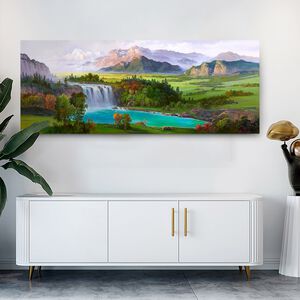 【御畫房】青山綠水 國家一級畫師手繪油畫60×120cm(VF-47)