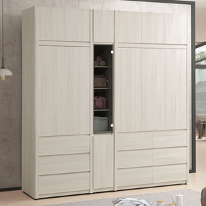 【Homelike】喜家居7.7x8尺九抽玻璃衣櫃(含被櫃)(2348)