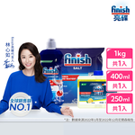 [finish 亮碟] 洗碗機專用光潔劑400ml+洗碗機專用軟化鹽軟水鹽1kg+洗碗機機體清潔劑檸檬250ml(3入組), , large