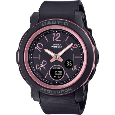 CASIO 卡西歐 BABY-G 緞帶雙顯女錶-黑/粉色 BGA-290RA-1A