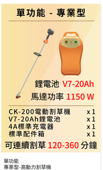 【TAKUMI匠】東林  CK-200+V7-20AH 充電式背負割草機  高動力｜雙截式｜台灣製造｜農用割草機, , large