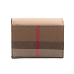 BURBERRY Lancaster 牛皮及帆布格紋三折短夾/瑪瑙粉/棕色, , large