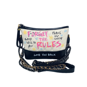 Pink font painted hobo bag white (M)