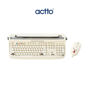 【Leo手機周邊專賣店】 ACTTO Moomin復古打字機鍵盤滑鼠組 / 聯名款（花開的季節） / 奶油黃