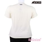 KINGO-大尺碼-女款 圓領T恤-米白-414112, , large