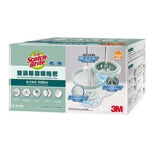 3M百利雙渦輪旋轉拖把(1桿1桶1拖布)