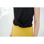 YOGA FLOW Twist Hem Shirt - 微透腰擺抓皺罩衫 - 烏漆黑 Black, , large