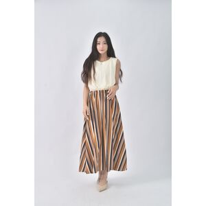 (S) natural couture質感拼接杏色洋裝二手衣
