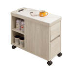 【Homelike】喜家居白栓木色岩板附插座活動沙發邊櫃(2504), , large