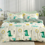 【Betrise】Crocodile Jumping | Environmentally friendly printing and dyeing anti-mite and antibacterial 100% combed cotton dual-purpose quilt and bed sheet set - double, , large