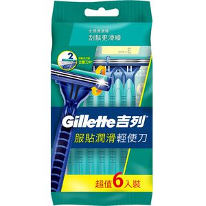 吉列服貼潤滑輕便刀 6入裝