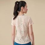 YOGA FLOW Burn Out T shirt - 極簡圓領燒花罩衫 - 茱萸粉 Salmon, , large