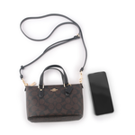 COACH Gallery 金字馬車塗層帆布迷你二用包/巧克力色, , large