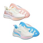DIADORA迪亞多那 輕羽慢跑鞋 女運動鞋 女鞋 時尚 漸層 飛織 透氣 吸震 減壓 輕量 氣墊乳膠鞋墊 粉桔 粉藍, , large