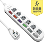 [寶旺旺]威電 3孔6開6座 防雷擊突波延長線 6尺/9尺/15尺/21尺 , , large