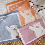 [Kaimei Cotton Industry] 12 entered into the group, random and excellent, high quality untwisted yarn, Imabari small square towel/handkerchief/hand towel/sweat wipe/spit towel, bear greeting style, , large