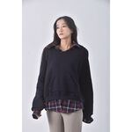 (M) candy box棉質假兩件綠色長袖上衣二手衣, , large