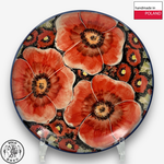 【SOLO Vintage】Cerraf Polish Pottery 19cm Round Plate Crimson Sunset Floral Whisper Series Made in Poland, , large