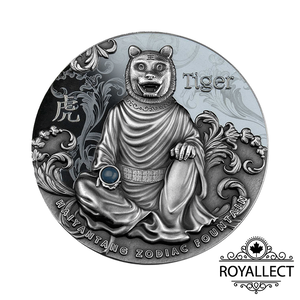 TIGER Haiyantang Zodiac Fountain 3 Oz Silver Coin 5$ Niue 2022